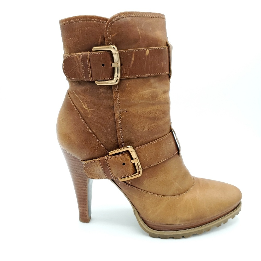 JESSICA SIMPSON Double Buckle Leather Boots 8B
